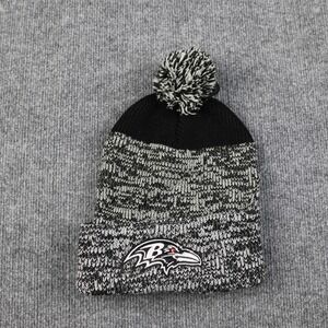 Baltimore Ravens Hat Beanie Mens One Size Black Gray NFL Football Cuffed Pom